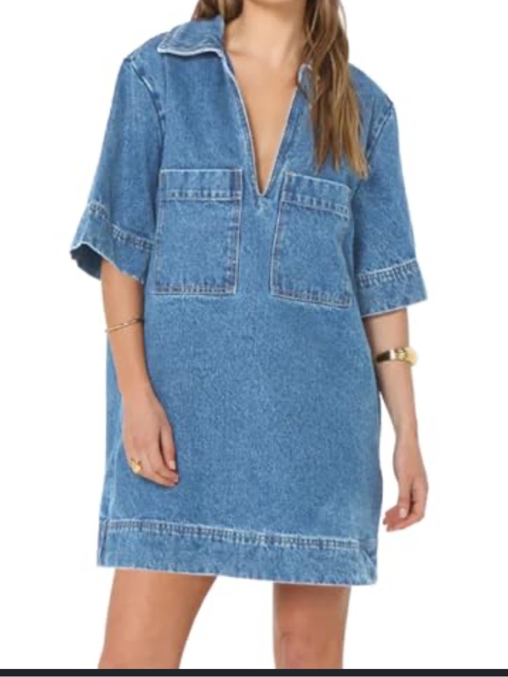 Women's Blue Denim Mini Dress from Amazon